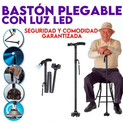 Bastón Plegable con Luz Led - Paso Seguro