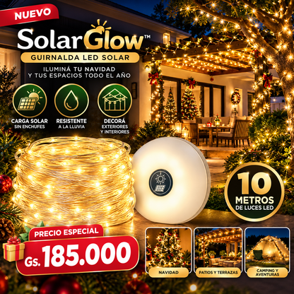 SolarGlow 8™ – Luces LED solares y USB retráctiles.